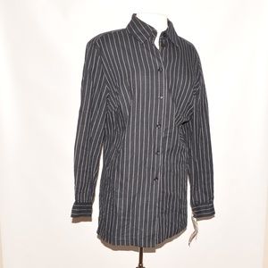 Milano 18W Black Pinstrip Button Up 2273